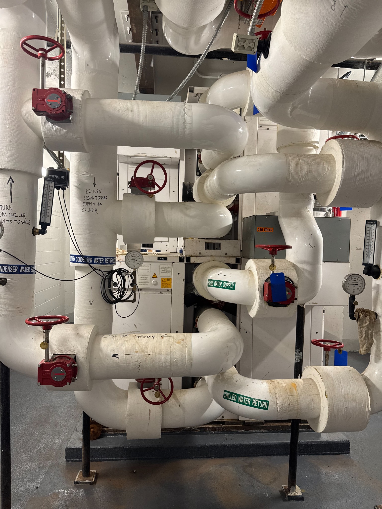 Chilled-water piping, valves and insulated mechanical systems